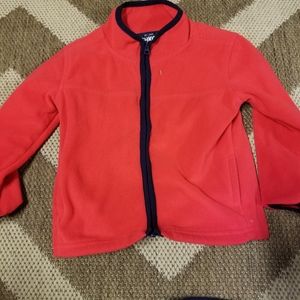 Osh kosh fleece zip up, red & navy, 24mo
